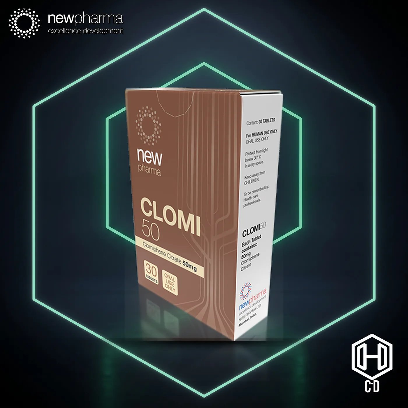 Clomifeno New Pharma — vista frontal