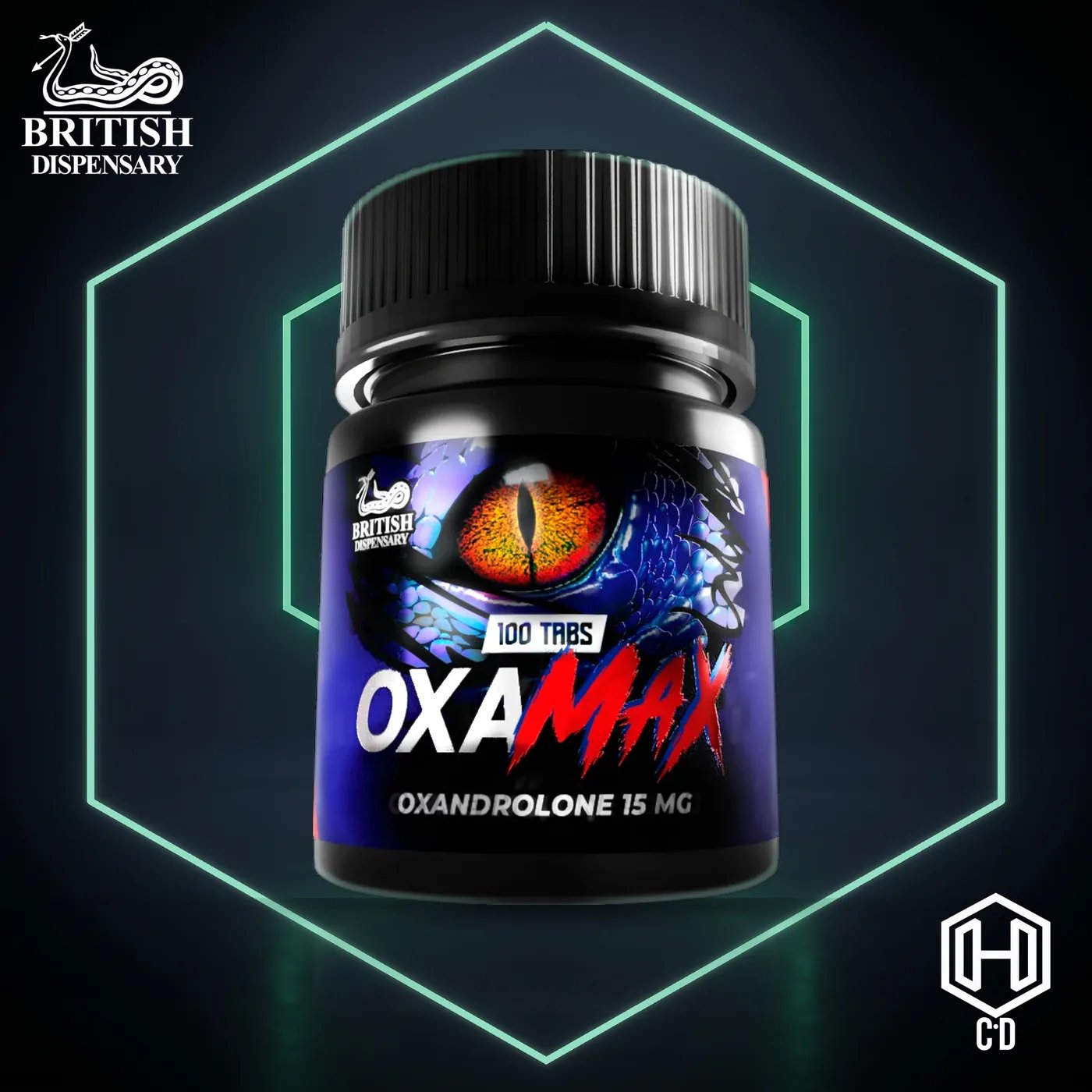 Oxandrolona British Dispensary — vista frontal
