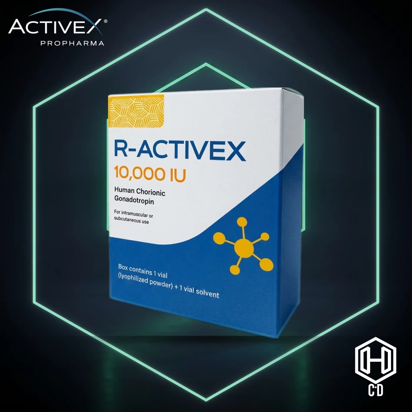 R-Activex Gonadotropina 10,000 IU — vista frontal