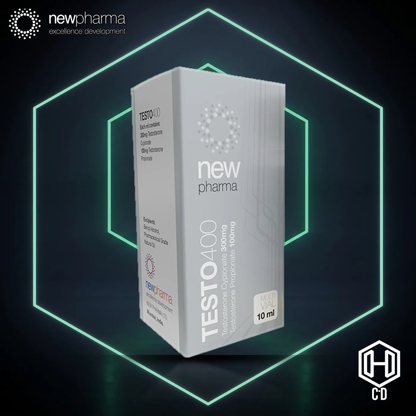 Testosterona 400 Mg New Pharma — vista frontal